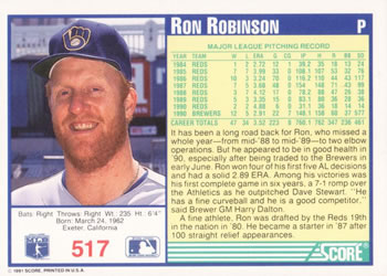 Ron Robinson  baseball card collectible - Main Image 2
