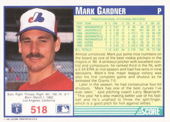 Mark Gardner  baseball card collectible - Main Image 2
