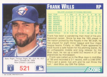 Frank Wills  baseball card collectible - Main Image 2