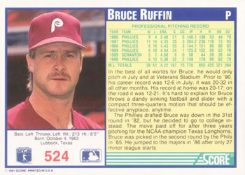 Bruce Ruffin  baseball card collectible - Main Image 2