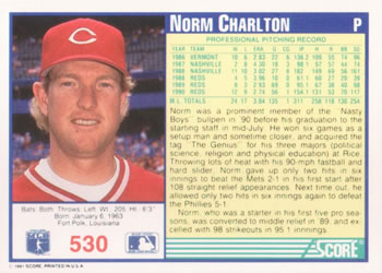 Norm Charlton  baseball card collectible - Main Image 2