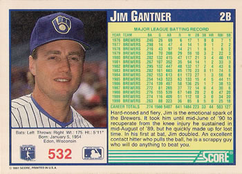 Jim Gantner  baseball card collectible - Main Image 2