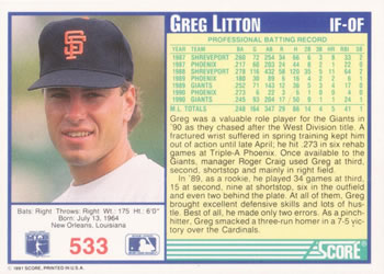 Greg Litton  baseball card collectible - Main Image 2