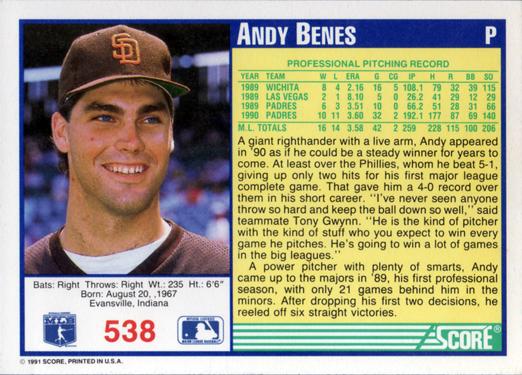 Andy Benes  baseball card collectible - Main Image 2