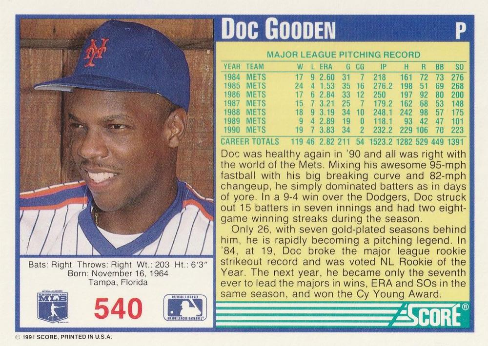 Doc Gooden  baseball card collectible - Main Image 2