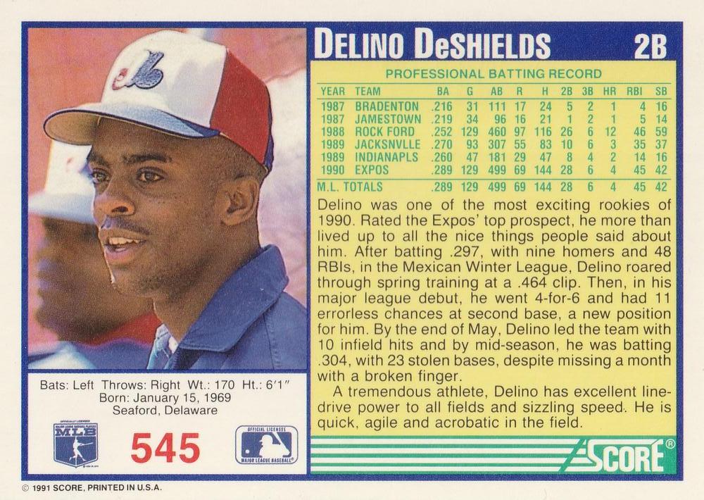 Delino DeShields  baseball card collectible - Main Image 2