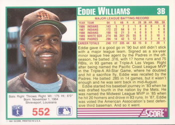 Eddie Williams  baseball card collectible - Main Image 2