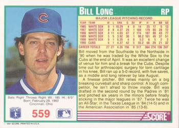 Bill Long  baseball card collectible - Main Image 2