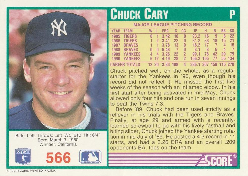 Chuck Cary  baseball card collectible - Main Image 2