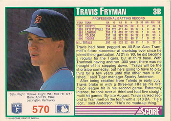 Travis Fryman  baseball card collectible - Main Image 2