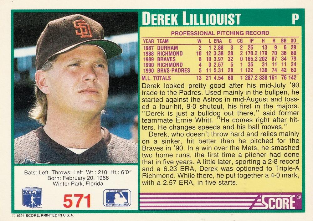 Derek Lilliquist  baseball card collectible - Main Image 2