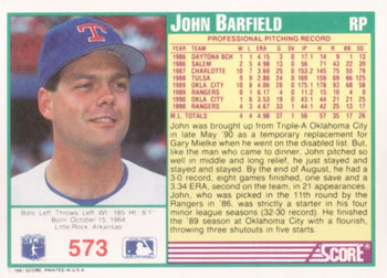John Barfield  baseball card collectible - Main Image 2