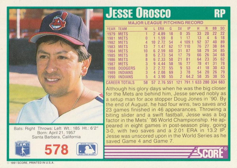 Jesse Orosco  baseball card collectible - Main Image 2