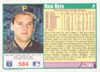 Rick Reed  baseball card collectible - Main Image 2