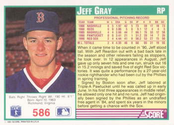 Jeff Gray  baseball card collectible - Main Image 2
