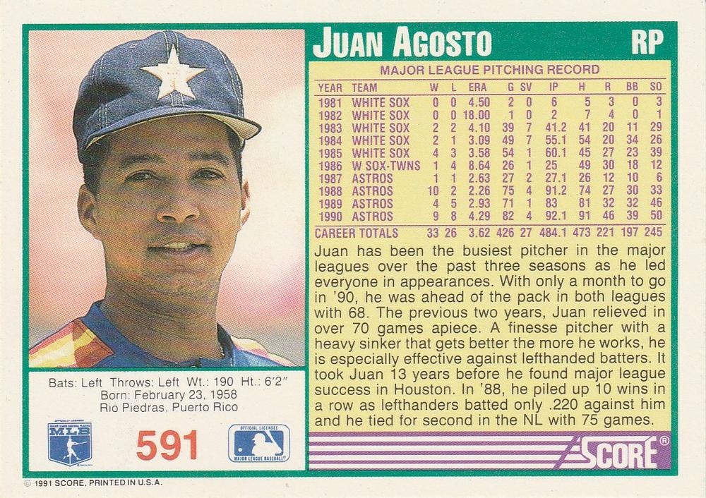 Juan Agosto  baseball card collectible - Main Image 2