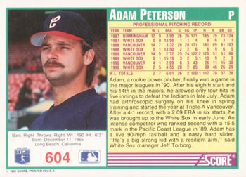 Adam Peterson  baseball card collectible - Main Image 2