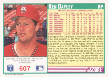 Ken Dayley  baseball card collectible - Main Image 2