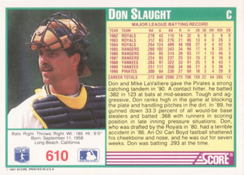 Don Slaught  baseball card collectible - Main Image 2