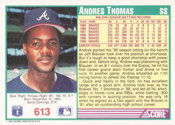 Andres Thomas  baseball card collectible - Main Image 2