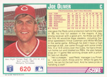 Joe Oliver  baseball card collectible - Main Image 2