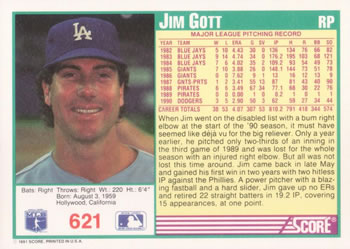 Jim Gott  baseball card collectible - Main Image 2