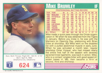 Mike Brumley  baseball card collectible - Main Image 2