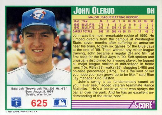 John Olerud  baseball card collectible - Main Image 2