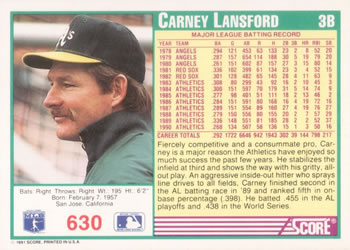 Carney Lansford  baseball card collectible - Main Image 2