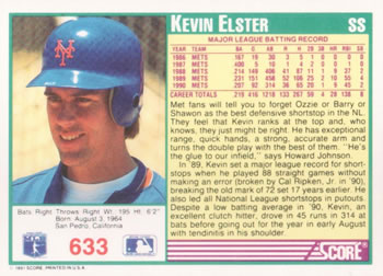 Kevin Elster  baseball card collectible - Main Image 2