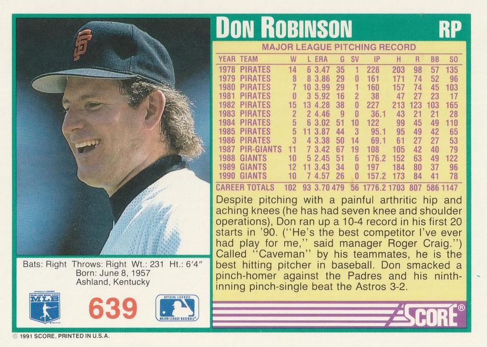 Don Robinson  baseball card collectible - Main Image 2