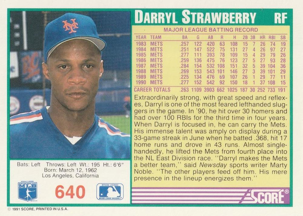 Darryl Strawberry  baseball card collectible - Main Image 2
