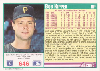 Bob Kipper  baseball card collectible - Main Image 2