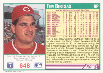 Tim Birtsas  baseball card collectible - Main Image 2