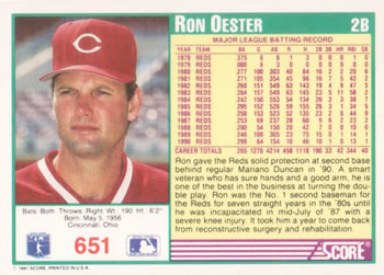 Ron Oester  baseball card collectible - Main Image 2