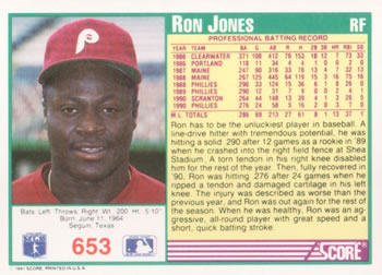 Ron Jones  baseball card collectible - Main Image 2