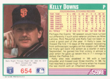 Kelly Downs  baseball card collectible - Main Image 2