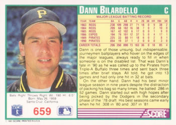 Dann Bilardello  baseball card collectible - Main Image 2