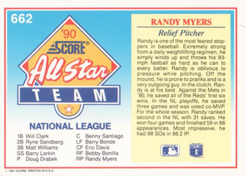 Randy Myers  baseball card collectible - Main Image 2