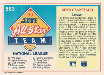 Benny Santiago  baseball card collectible - Main Image 2