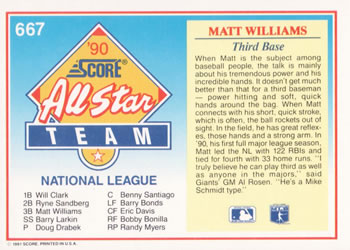 Matt Williams  baseball card collectible - Main Image 2