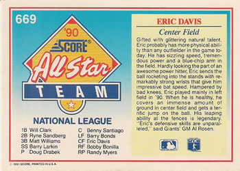 Eric Davis  baseball card collectible - Main Image 2