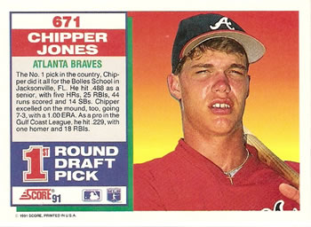 Chipper Jones  baseball card collectible - Main Image 2