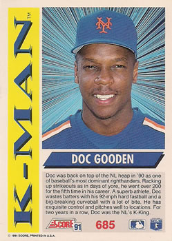 Doc Gooden  baseball card collectible - Main Image 2