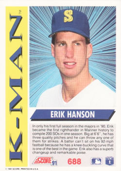 Erik Hanson  baseball card collectible - Main Image 2