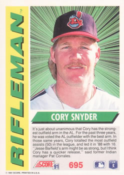 Cory Snyder  baseball card collectible - Main Image 2