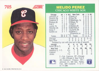 Melido Perez  baseball card collectible - Main Image 2