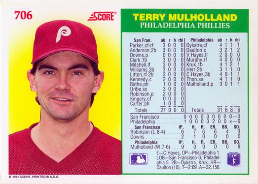 Terry Mulholland  baseball card collectible - Main Image 2