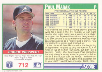 Paul Marak  baseball card collectible - Main Image 2