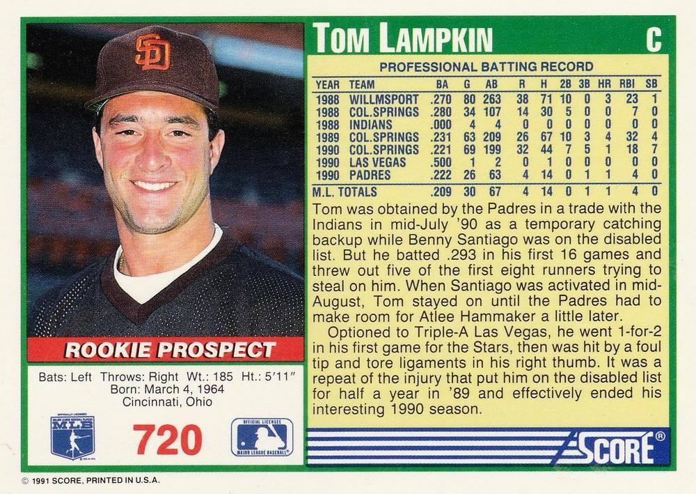 Tom Lampkin  baseball card collectible - Main Image 2